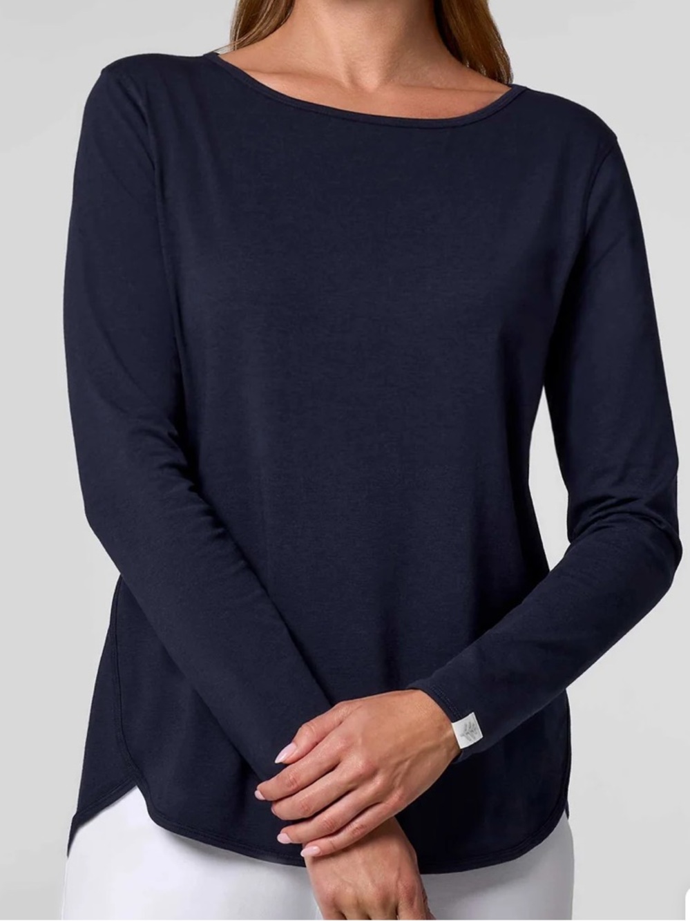 Coolibar Heyday Side-split Long-Sleeve Navy Shirt | ZnO™ fabric